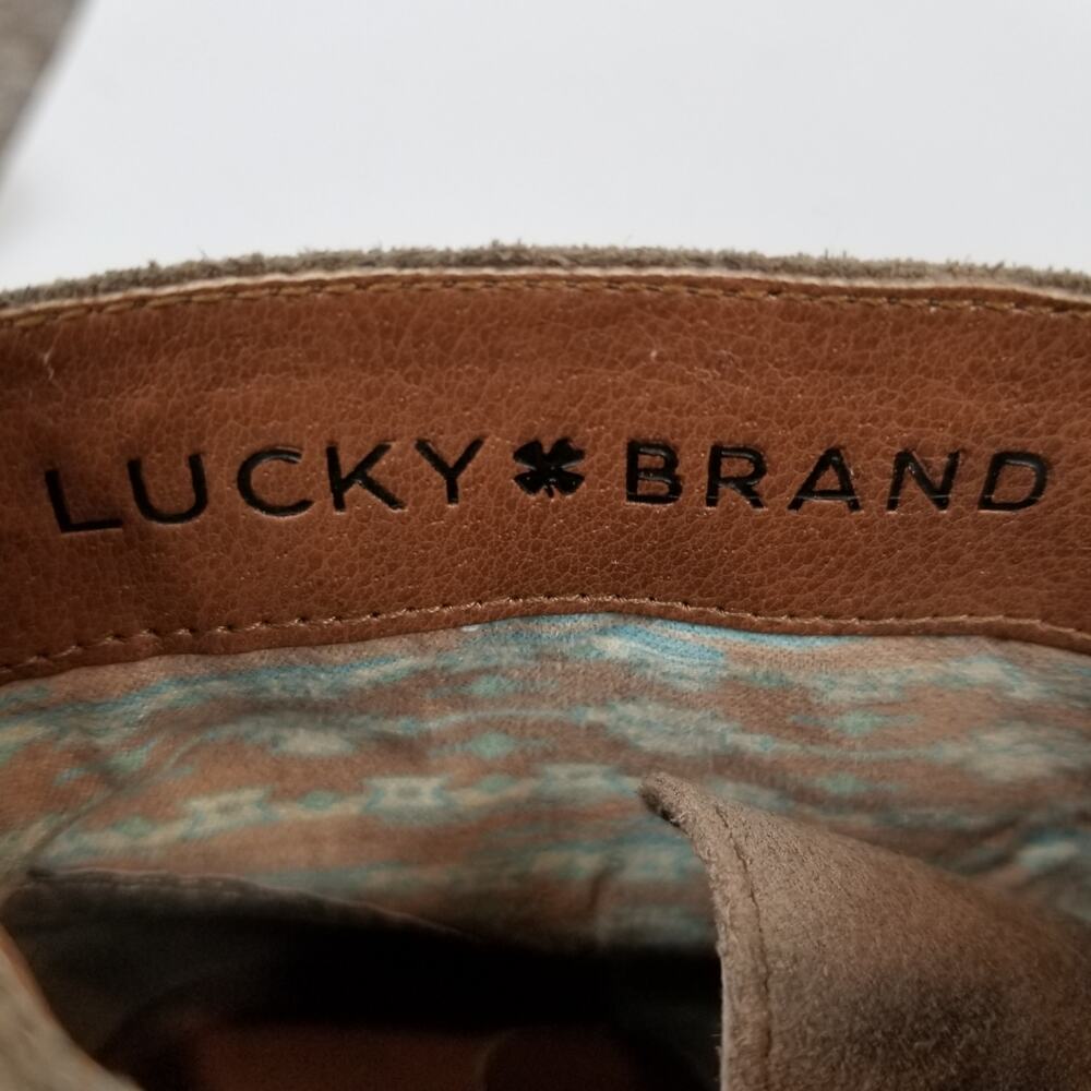 Lucky Brand Jaemma Women's Tan Suede Wedge Heel Ankle Boots Size 8.5 - Picture 7 of 8